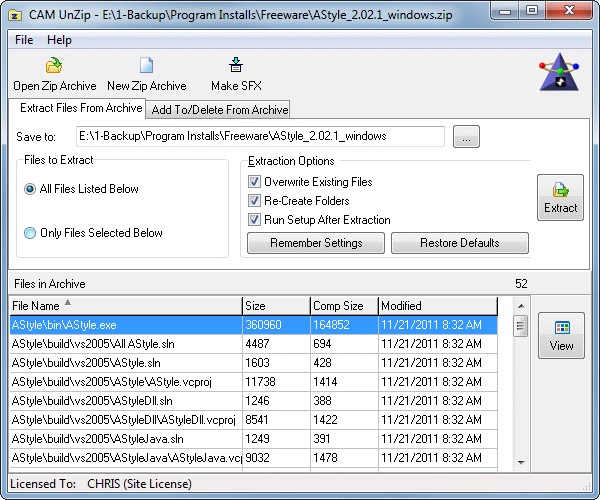 Cam UnZip 4.4